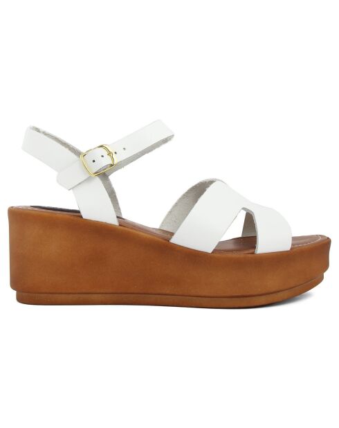 Sandales en Cuir Lecce blanches - Talon 6.7 cm