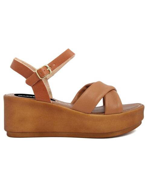 Sandales en Cuir Napoli cognac - Talon 6.7 cm