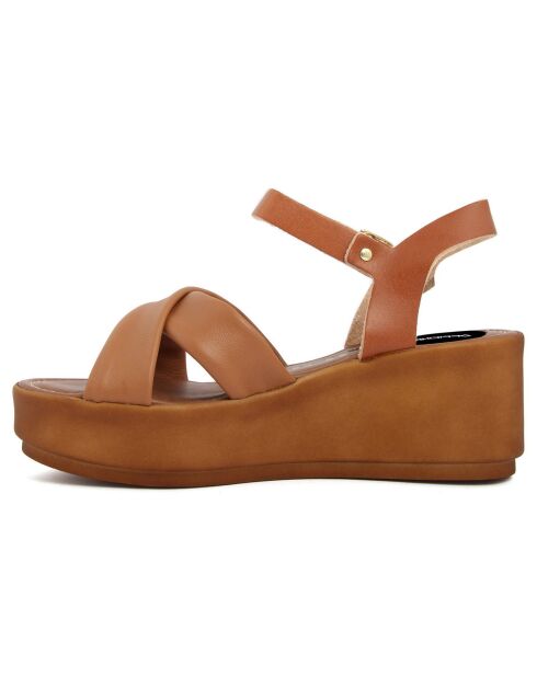 Sandales en Cuir Napoli cognac - Talon 6.7 cm