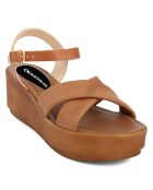 Sandales en Cuir Napoli cognac - Talon 6.7 cm