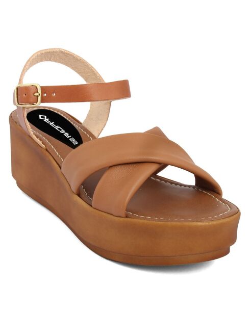 Sandales en Cuir Napoli cognac - Talon 6.7 cm