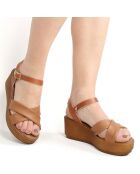 Sandales en Cuir Napoli cognac - Talon 6.7 cm