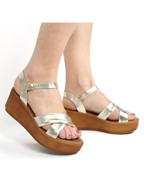 Sandales en Cuir Napoli platine - Talon 6.7 cm