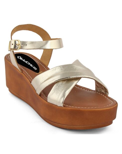 Sandales en Cuir Napoli platine - Talon 6.7 cm