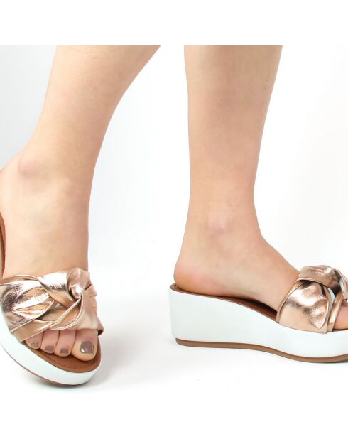 Mules en Cuir Nodo roses - Talon 6.7 cm
