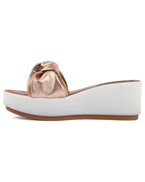 Mules en Cuir Nodo roses - Talon 6.7 cm