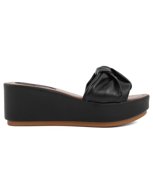 Mules en Cuir Nodo noires - Talon 6.7 cm