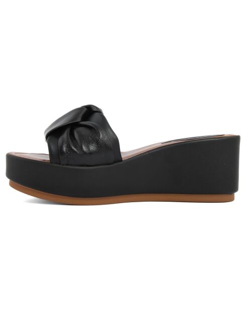 Mules en Cuir Nodo noires - Talon 6.7 cm