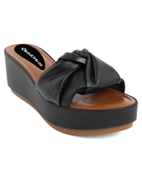 Mules en Cuir Nodo noires - Talon 6.7 cm