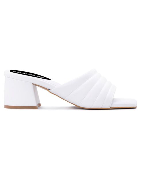 Mules Ella blanches - Talon 5.5 cm