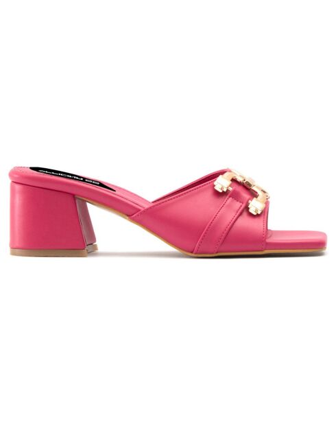 Mules Domitille fuchsia - Talon 5.5 cm