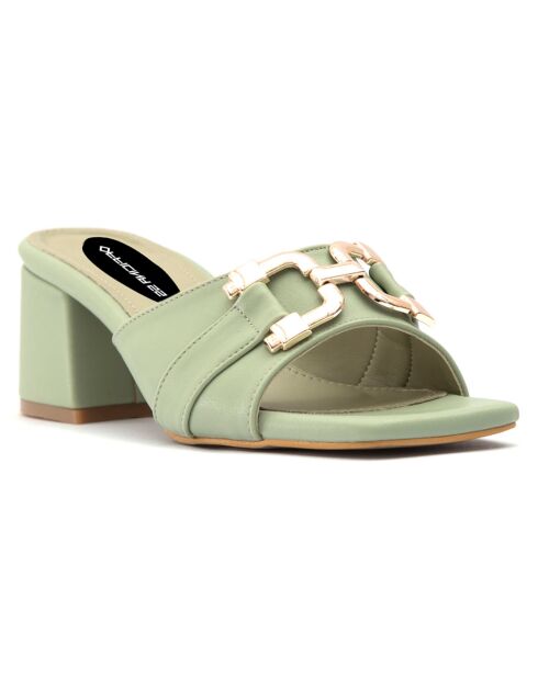 Mules Domitille vertes - Talon 5.5 cm