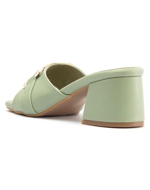 Mules Domitille vertes - Talon 5.5 cm