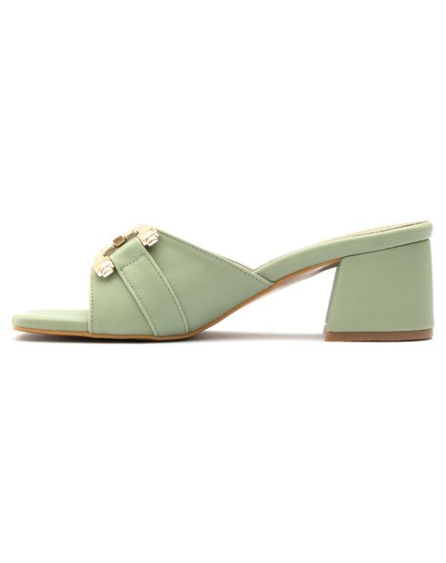 Mules Domitille vertes - Talon 5.5 cm