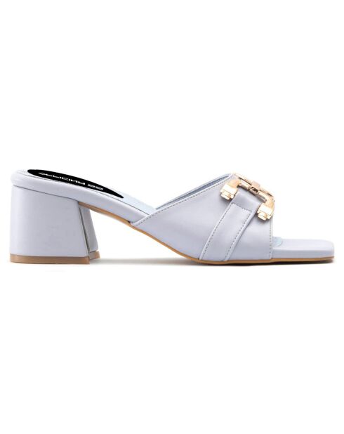 Mules Domitille bleues - Talon 5.5 cm