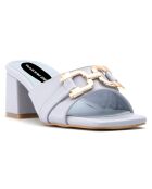 Mules Domitille bleues - Talon 5.5 cm