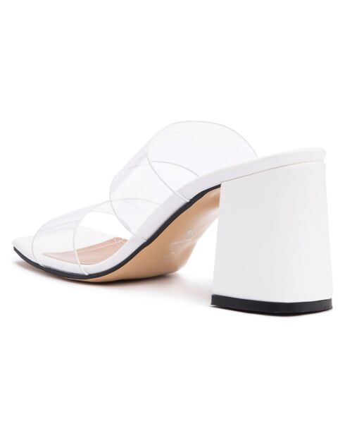 Mules Louise blanches - Talon 5.5 cm