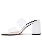 Mules Louise blanches - Talon 5.5 cm