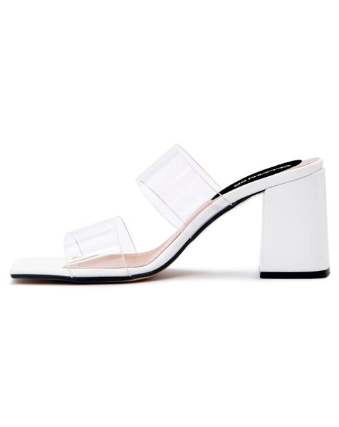 Mules Louise blanches - Talon 5.5 cm