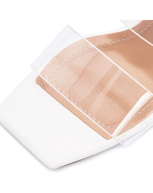 Mules Louise blanches - Talon 5.5 cm