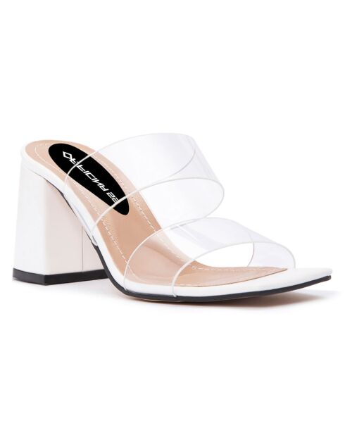 Mules Louise blanches - Talon 5.5 cm