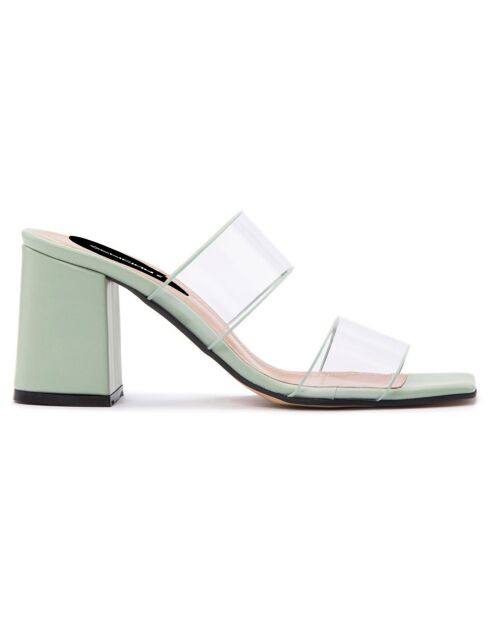 Mules Louise menthe - Talon 5.5 cm