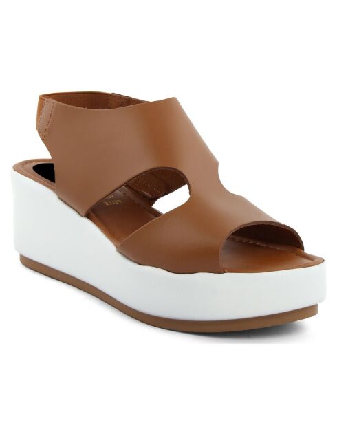 Sandales en Cuir Vieste cognac - Talon 7 cm