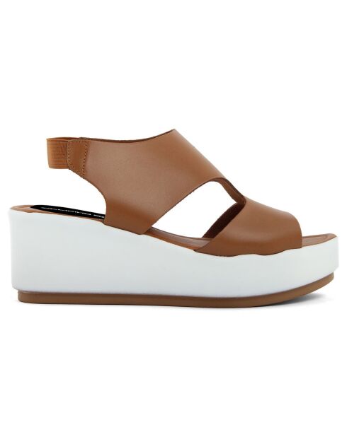 Sandales en Cuir Vieste cognac - Talon 7 cm