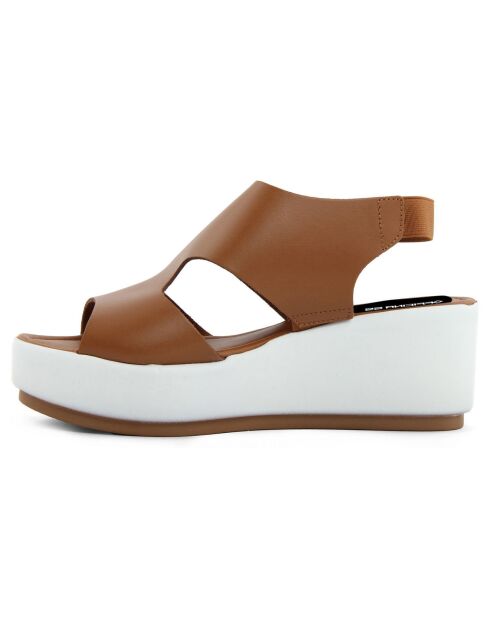Sandales en Cuir Vieste cognac - Talon 7 cm