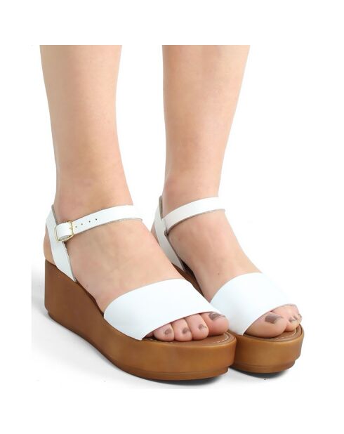 Sandales en Cuir Roma blanches - Talon 6.7 cm