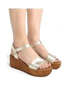 Sandales en Cuir Roma platine - Talon 6.7 cm