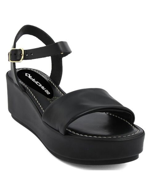 Sandales en Cuir Roma noires - Talon 6.7 cm