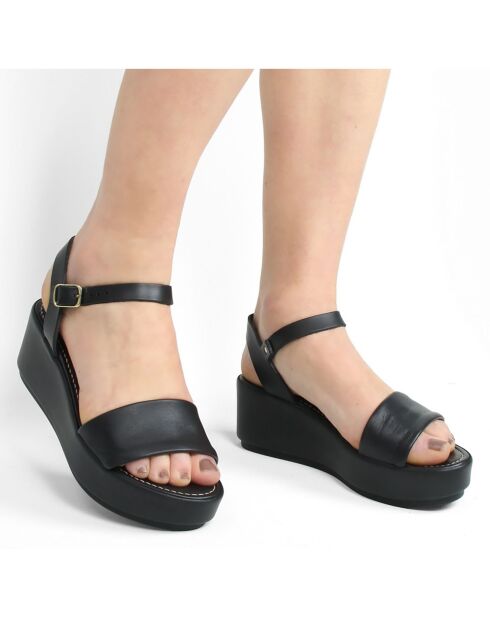 Sandales en Cuir Roma noires - Talon 6.7 cm