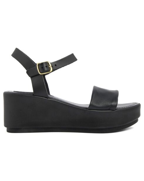 Sandales en Cuir Roma noires - Talon 6.7 cm