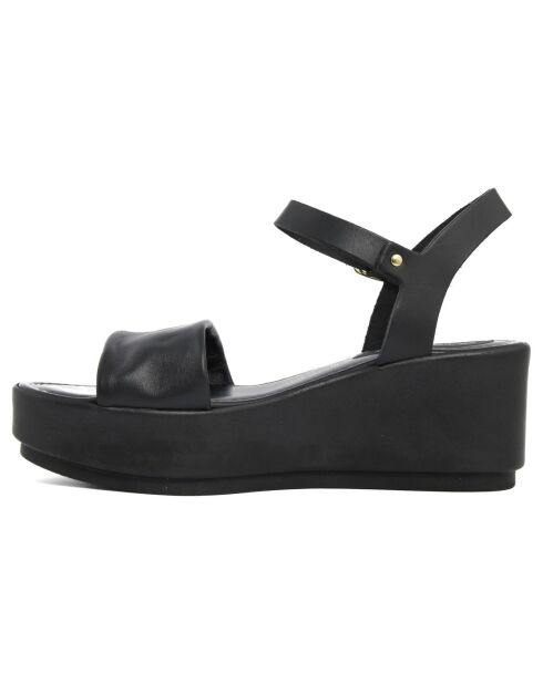 Sandales en Cuir Roma noires - Talon 6.7 cm