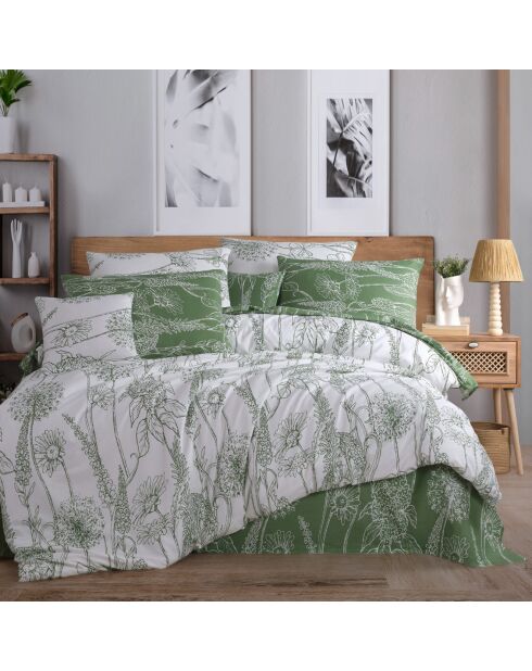 Parure housse de couette Lara blanc/vert