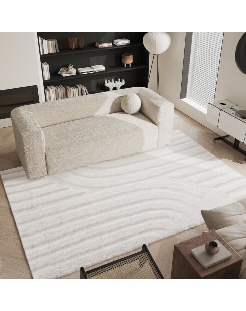 Tapis rectangulaire Rody toucher doux blanc cassé - 160x230 cm