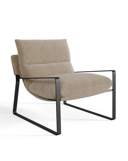 Fauteuil Andrea en Velours texturé beige - 83x73x80 cm