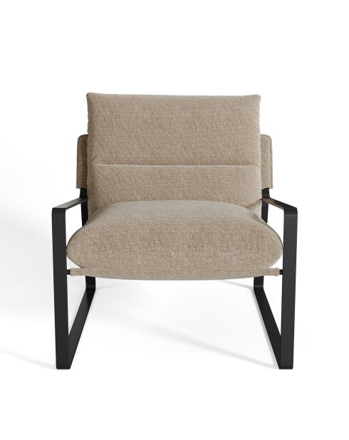 Fauteuil Andrea en Velours texturé beige - 83x73x80 cm