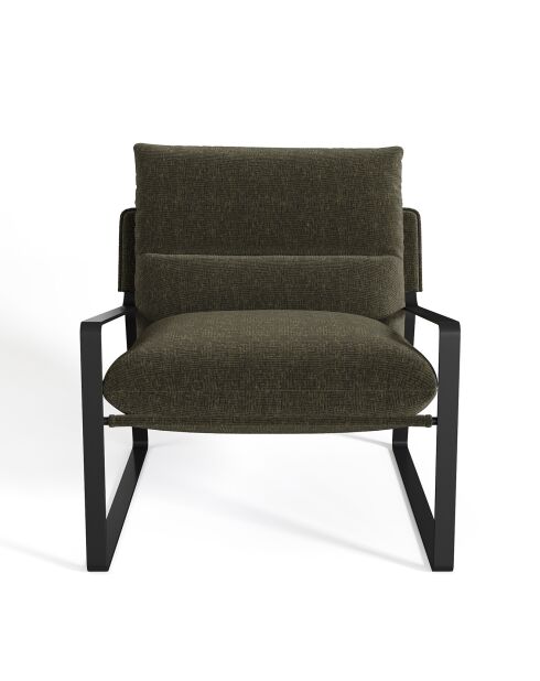 Fauteuil Andrea en Velours texturé kaki - 83x73x80 cm