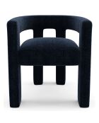 Fauteuil de salle à manger Celia Tissu tramé bleu nuit - 55x66x68 cm