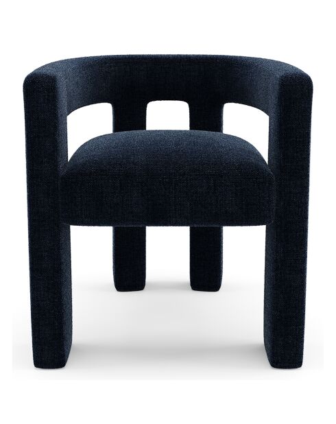 Fauteuil de salle à manger Celia Tissu tramé bleu nuit - 55x66x68 cm