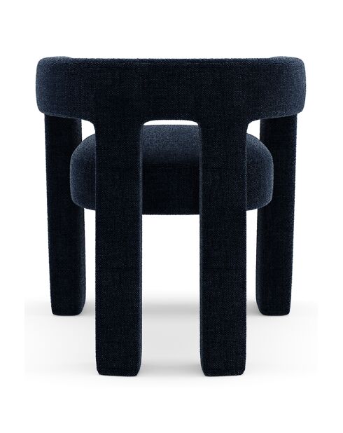 Fauteuil de salle à manger Celia Tissu tramé bleu nuit - 55x66x68 cm