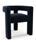 Fauteuil de salle à manger Celia Tissu tramé bleu nuit - 55x66x68 cm
