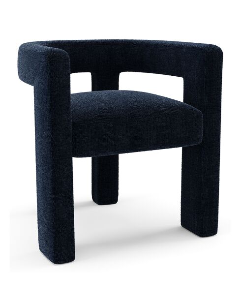 Fauteuil de salle à manger Celia Tissu tramé bleu nuit - 55x66x68 cm