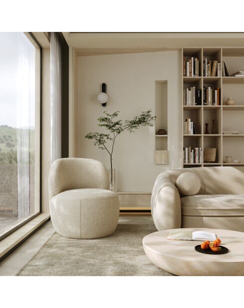 Fauteuil Eden en Bouclette crème - 73x76x76 cm