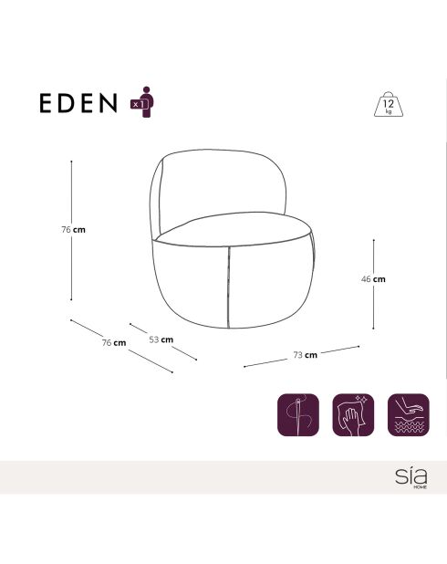 Fauteuil Eden en Bouclette crème - 73x76x76 cm