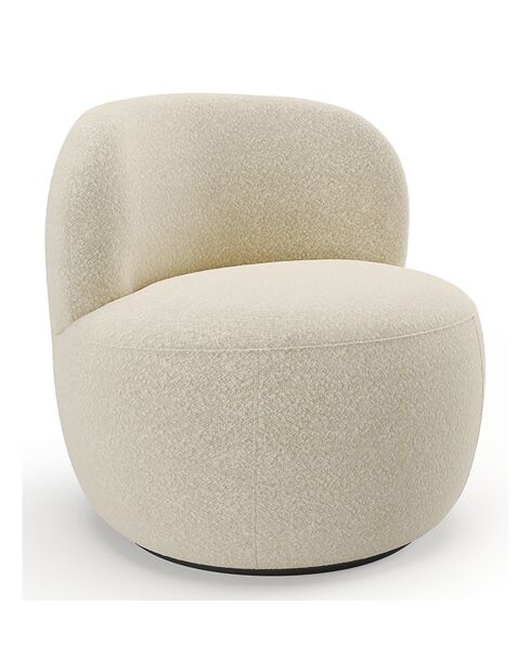 Fauteuil pivotant Eden en Bouclette crème - 73x76x80 cm
