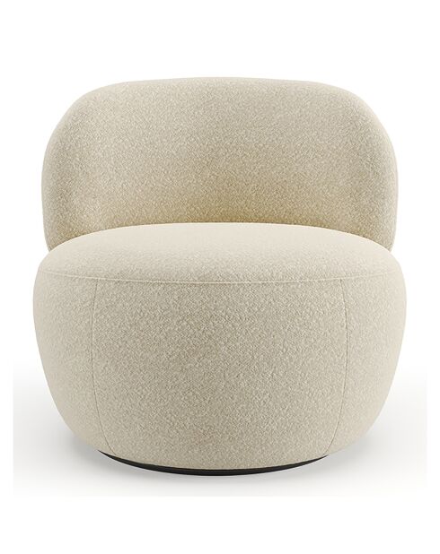 Fauteuil pivotant Eden en Bouclette crème - 73x76x80 cm