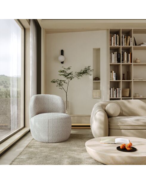 Fauteuil Eden en Bouclette beige gris - 73x76x76 cm